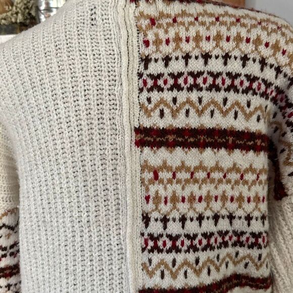 American Eagle fair isle cable knit sweater womens size small snowflake mock nec - Picture 6 of 11